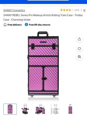 SHANY Pink Rolling Makeup Train Case - Professional Cosmetic Organizer